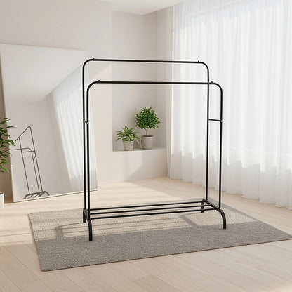 Heavy Metal Double Clothes Rail Hanging Rack Garment Display Stand Storage Shelf V63-836211