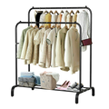 Heavy Metal Double Clothes Rail Hanging Rack Garment Display Stand Storage Shelf V63-836211