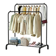 Heavy Metal Double Clothes Rail Hanging Rack Garment Display Stand Storage Shelf V63-836211