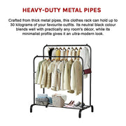 Heavy Metal Double Clothes Rail Hanging Rack Garment Display Stand Storage Shelf V63-836211