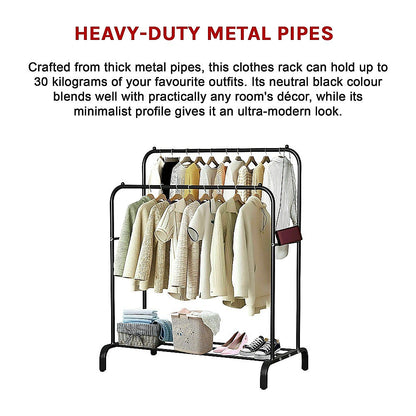 Heavy Metal Double Clothes Rail Hanging Rack Garment Display Stand Storage Shelf V63-836211