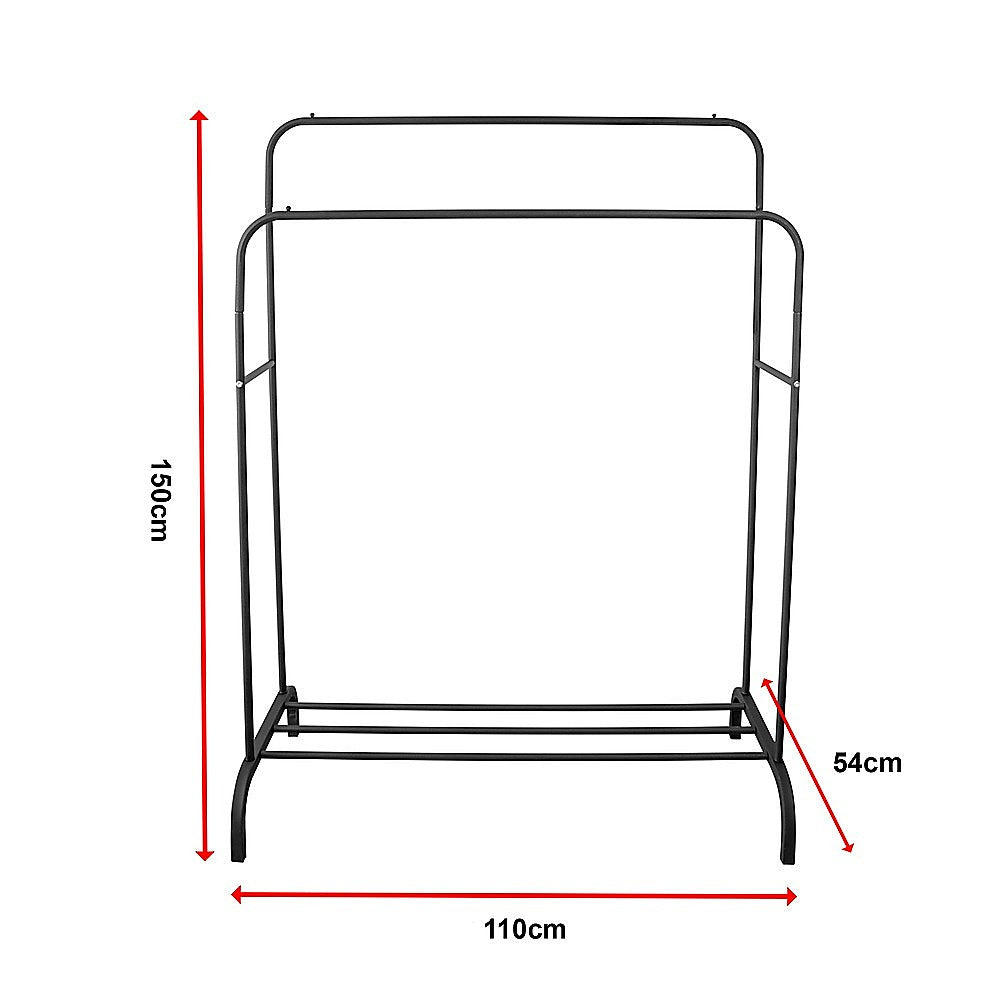 Heavy Metal Double Clothes Rail Hanging Rack Garment Display Stand Storage Shelf V63-836211
