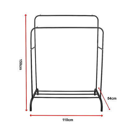 Heavy Metal Double Clothes Rail Hanging Rack Garment Display Stand Storage Shelf V63-836211