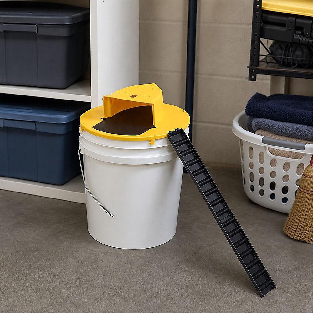 2x Flip N Slide Bucket Lid Mouse Rat Trap Automatic Mice Trap With Ladder Reusable