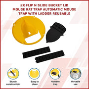 2x Flip N Slide Bucket Lid Mouse Rat Trap Automatic Mice Trap With Ladder Reusable