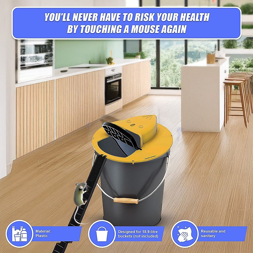 2x Flip N Slide Bucket Lid Mouse Rat Trap Automatic Mice Trap With Ladder Reusable