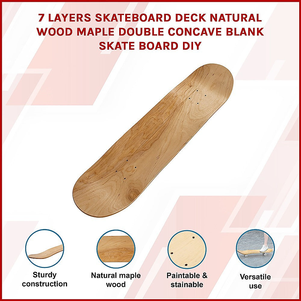 7 Layers Skateboard Deck Natural Wood Maple Double Concave Blank Skate Board DIY V63-836411