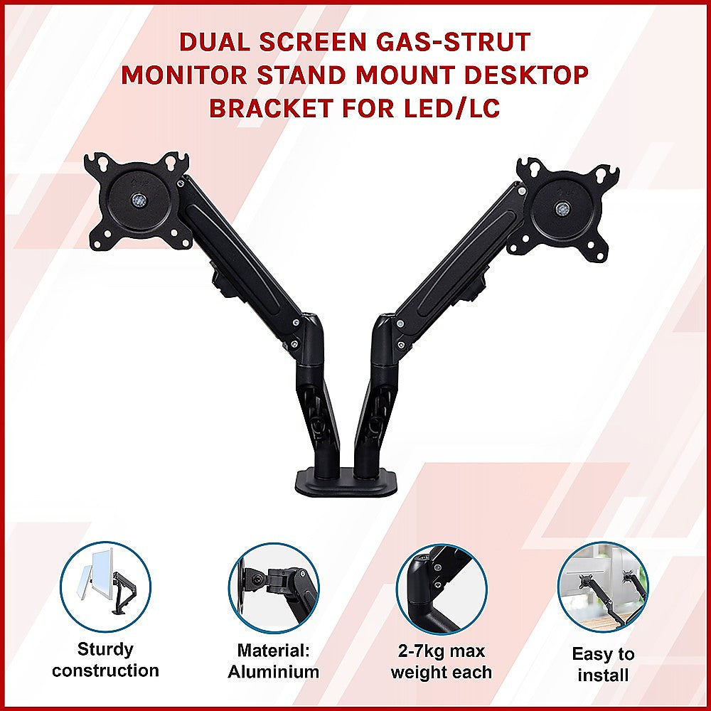 Dual Screen Gas-strut Monitor Stand Mount Desktop Bracket for LED/LC V63-836421