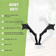 Dual Screen Gas-strut Monitor Stand Mount Desktop Bracket for LED/LC V63-836421