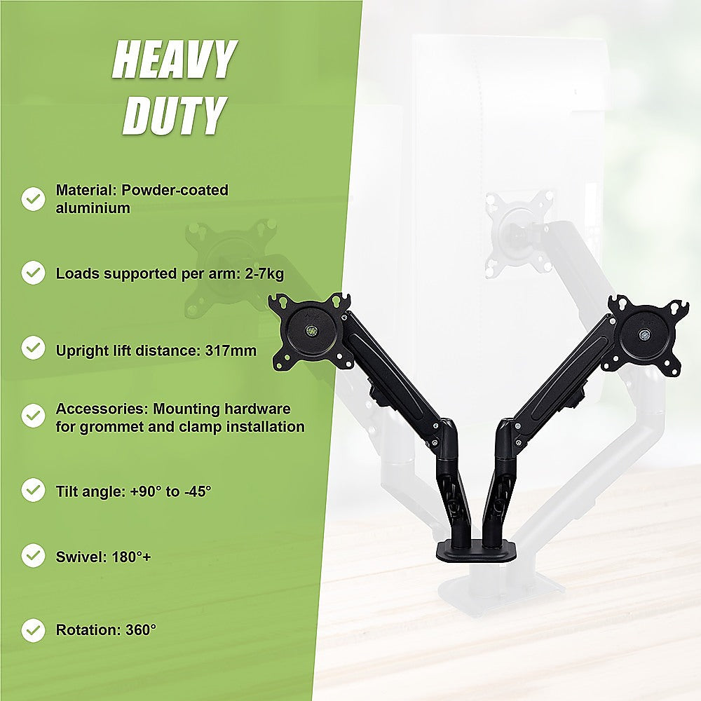 Dual Screen Gas-strut Monitor Stand Mount Desktop Bracket for LED/LC V63-836421