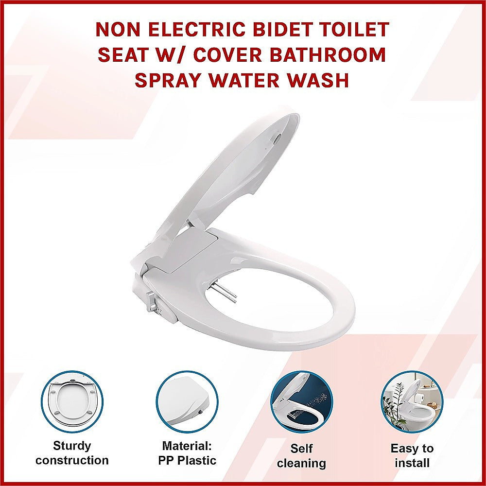 Non Electric Bidet Toilet Seat W/ Cover Bathroom Spray Water Wash V63-836441