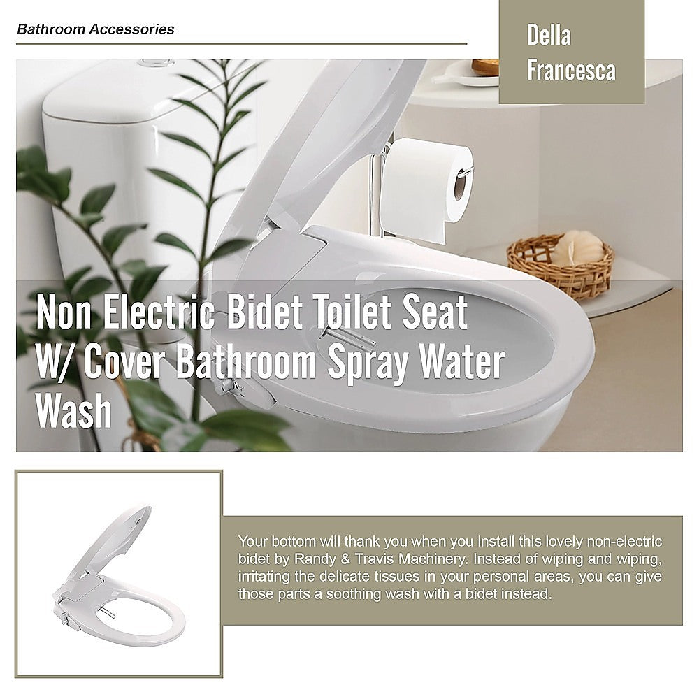 Non Electric Bidet Toilet Seat W/ Cover Bathroom Spray Water Wash V63-836441