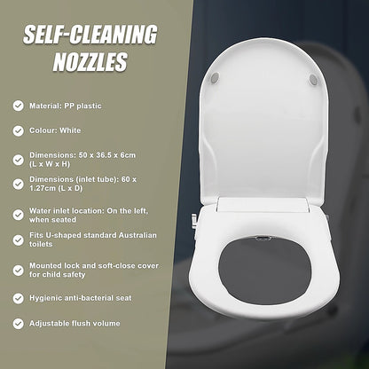 Non Electric Bidet Toilet Seat W/ Cover Bathroom Spray Water Wash V63-836451