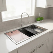 BRIENZ 32-inch Nano Workstation Ledge Undermount 16 Gauge Stainless Steel Kitchen Sink Single Bowl V63-836481