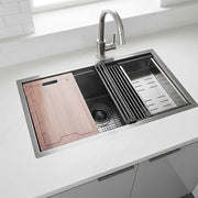 BRIENZ 32-inch Nano Workstation Ledge Undermount 16 Gauge Stainless Steel Kitchen Sink Single Bowl V63-836481