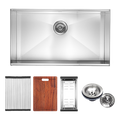 BRIENZ 32-inch Nano Workstation Ledge Undermount 16 Gauge Stainless Steel Kitchen Sink Single Bowl V63-836481