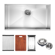 BRIENZ 32-inch Nano Workstation Ledge Undermount 16 Gauge Stainless Steel Kitchen Sink Single Bowl V63-836481