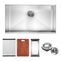BRIENZ 32-inch Nano Workstation Ledge Undermount 16 Gauge Stainless Steel Kitchen Sink Single Bowl V63-836481