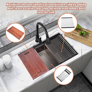 BRIENZ 32-inch Nano Workstation Ledge Undermount 16 Gauge Stainless Steel Kitchen Sink Single Bowl V63-836481