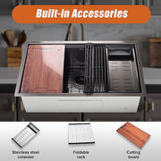 BRIENZ 32-inch Nano Workstation Ledge Undermount 16 Gauge Stainless Steel Kitchen Sink Single Bowl V63-836481
