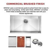 BRIENZ 32-inch Nano Workstation Ledge Undermount 16 Gauge Stainless Steel Kitchen Sink Single Bowl V63-836481