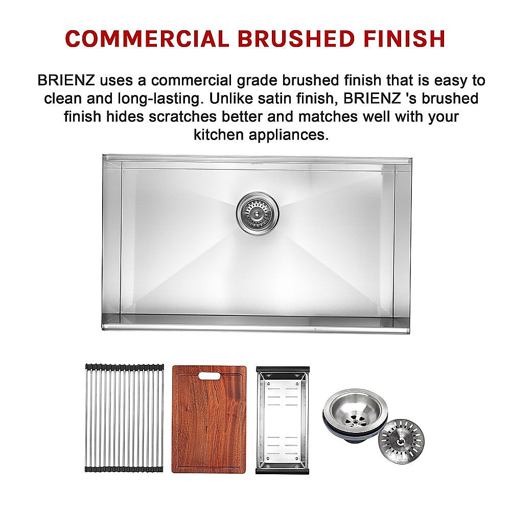 BRIENZ 32-inch Nano Workstation Ledge Undermount 16 Gauge Stainless Steel Kitchen Sink Single Bowl V63-836481