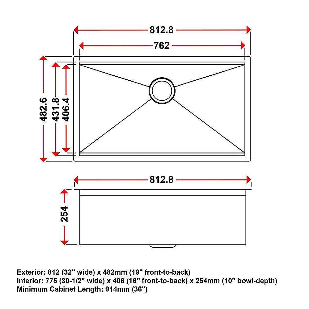 BRIENZ 32-inch Nano Workstation Ledge Undermount 16 Gauge Stainless Steel Kitchen Sink Single Bowl V63-836481