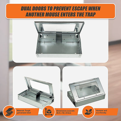 5x Humane Reusable Mice Trap Safe Live Catch Metal Mouse Catcher V63-836501