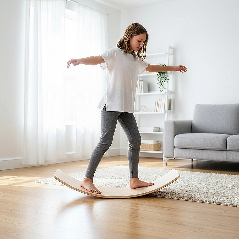 Balance Board Beam Seesaw Wooden Child Kids Adult Yoga V63-836531