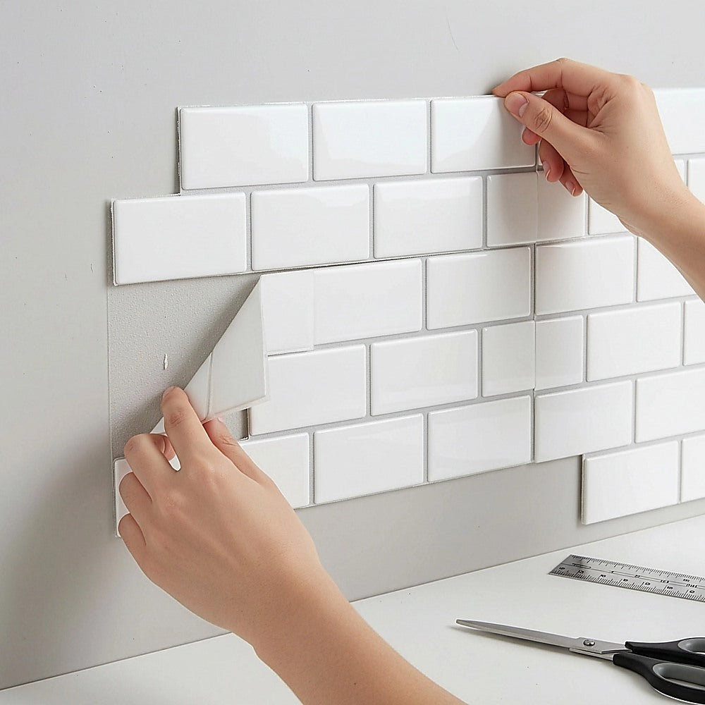 Tiles 3D Peel and Stick Wall Tile Subway White (30 x 30cm x 10 sheets) V63-836591