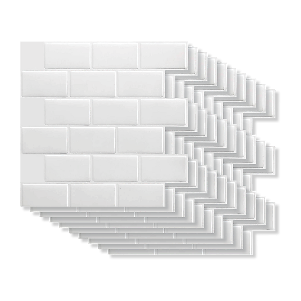 Tiles 3D Peel and Stick Wall Tile Subway White (30 x 30cm x 10 sheets) V63-836591