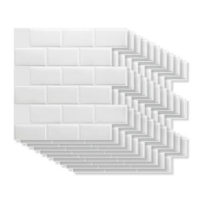 Tiles 3D Peel and Stick Wall Tile Subway White (30 x 30cm x 10 sheets) V63-836591