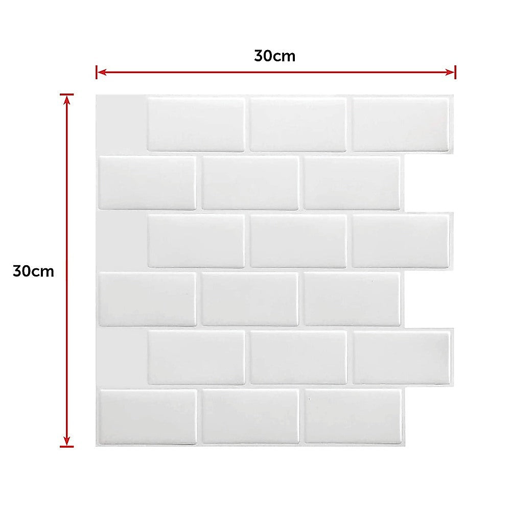 Tiles 3D Peel and Stick Wall Tile Subway White (30 x 30cm x 10 sheets) V63-836591