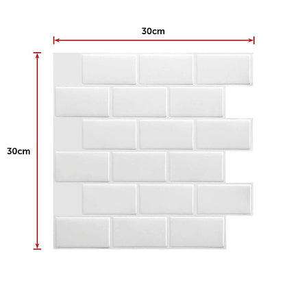 Tiles 3D Peel and Stick Wall Tile Subway White (30 x 30cm x 10 sheets) V63-836591