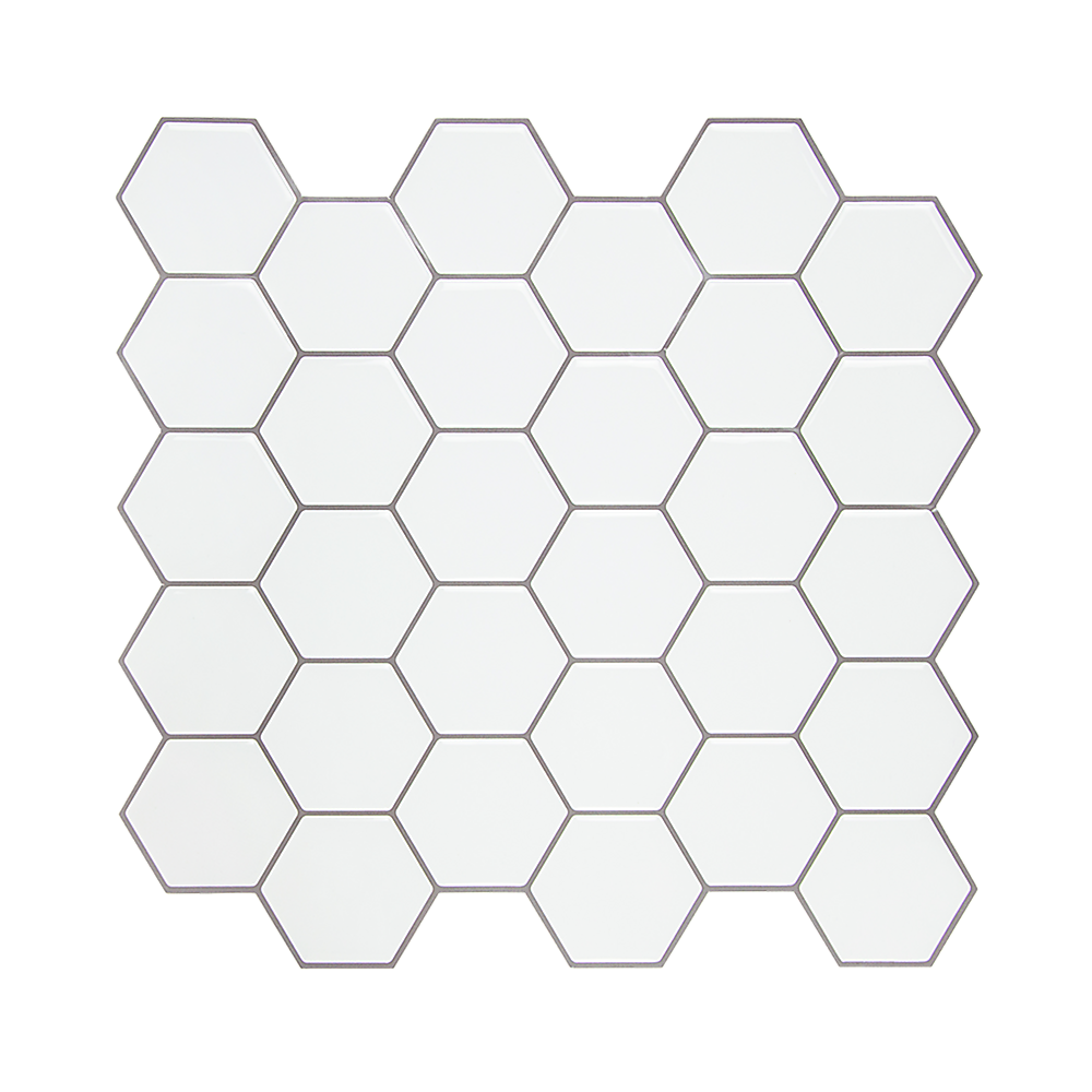 Tiles 3D Peel and Stick Wall Tile Hexagon White (30cm x 30cm x 10 sheets) V63-836601