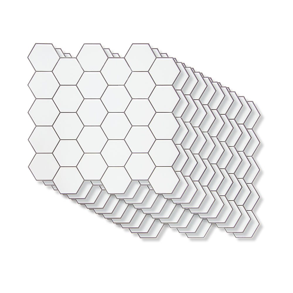 Tiles 3D Peel and Stick Wall Tile Hexagon White (30cm x 30cm x 10 sheets) V63-836601