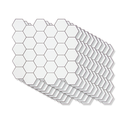 Tiles 3D Peel and Stick Wall Tile Hexagon White (30cm x 30cm x 10 sheets) V63-836601