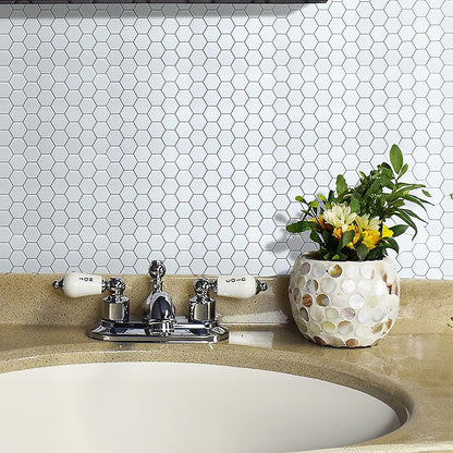 Tiles 3D Peel and Stick Wall Tile Hexagon White (30cm x 30cm x 10 sheets) V63-836601