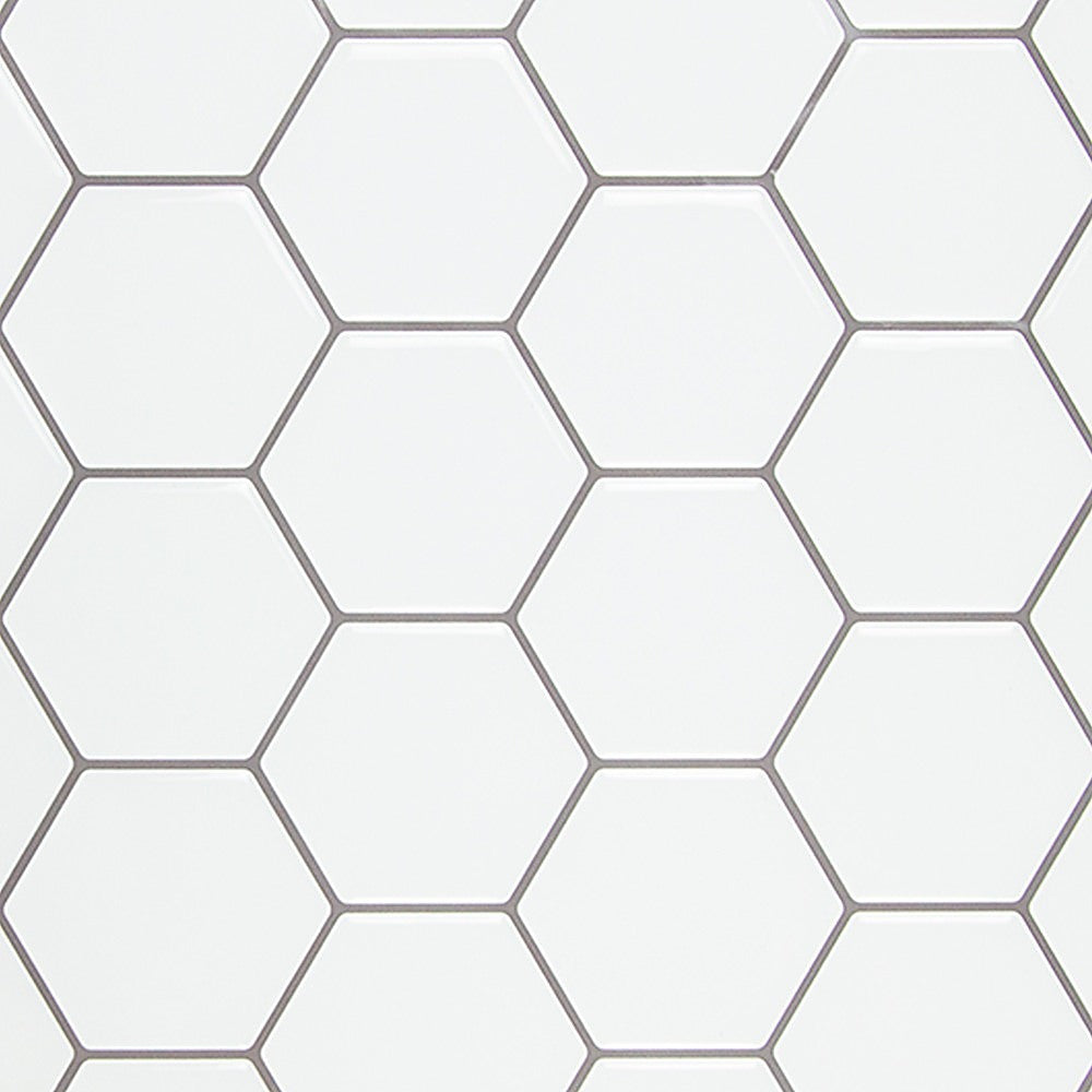 Tiles 3D Peel and Stick Wall Tile Hexagon White (30cm x 30cm x 10 sheets) V63-836601
