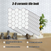 Tiles 3D Peel and Stick Wall Tile Hexagon White (30cm x 30cm x 10 sheets) V63-836601
