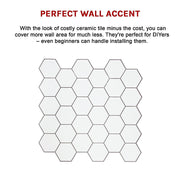 Tiles 3D Peel and Stick Wall Tile Hexagon White (30cm x 30cm x 10 sheets) V63-836601