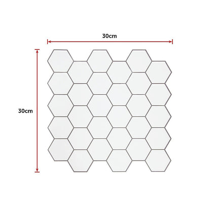 Tiles 3D Peel and Stick Wall Tile Hexagon White (30cm x 30cm x 10 sheets) V63-836601