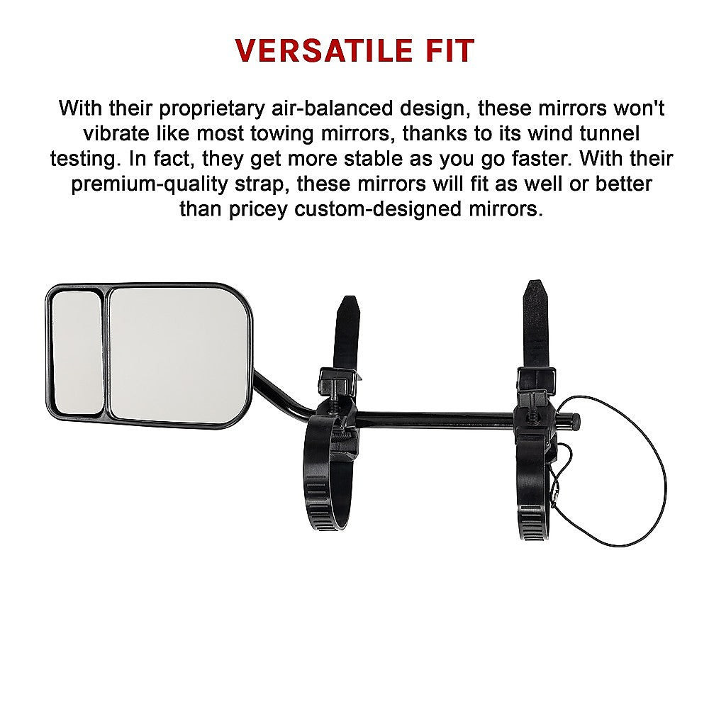 2x Towing Mirrors Pair Clip on Multi Fit Clamp On Towing Caravan 4X4 Trailer V63-836611