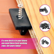 100 Composite Decking Hidden Fixing Fasteners Plastic T Clips & Screws V63-836621