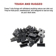 100 Composite Decking Hidden Fixing Fasteners Plastic T Clips & Screws V63-836621