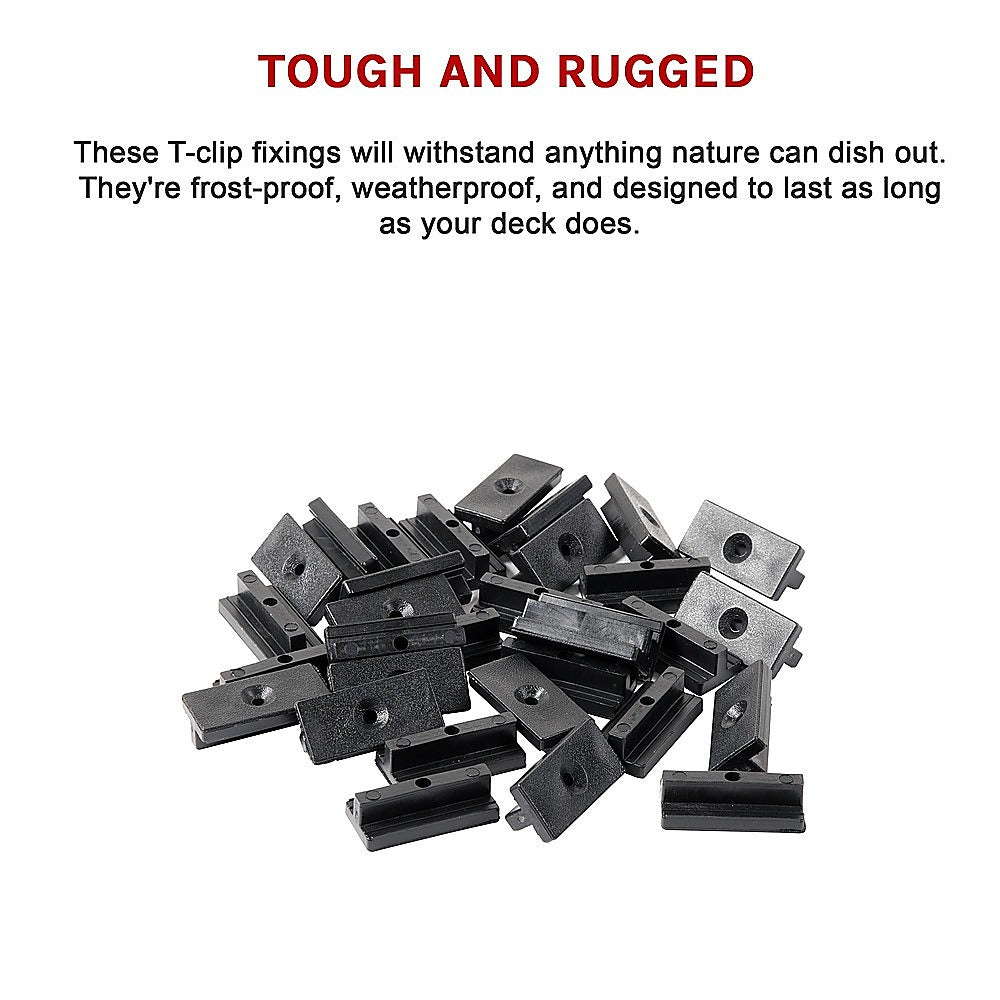 100 Composite Decking Hidden Fixing Fasteners Plastic T Clips & Screws V63-836621