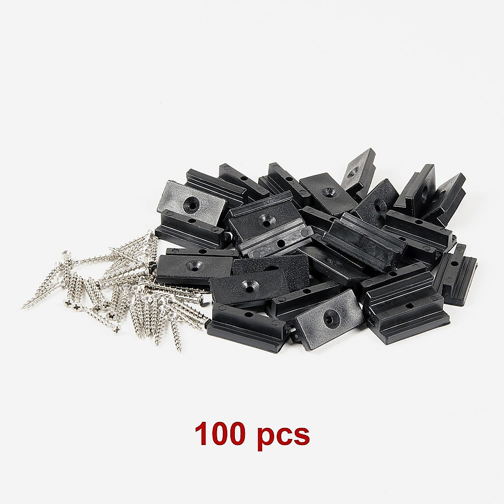 100 Composite Decking Hidden Fixing Fasteners Plastic T Clips & Screws V63-836621