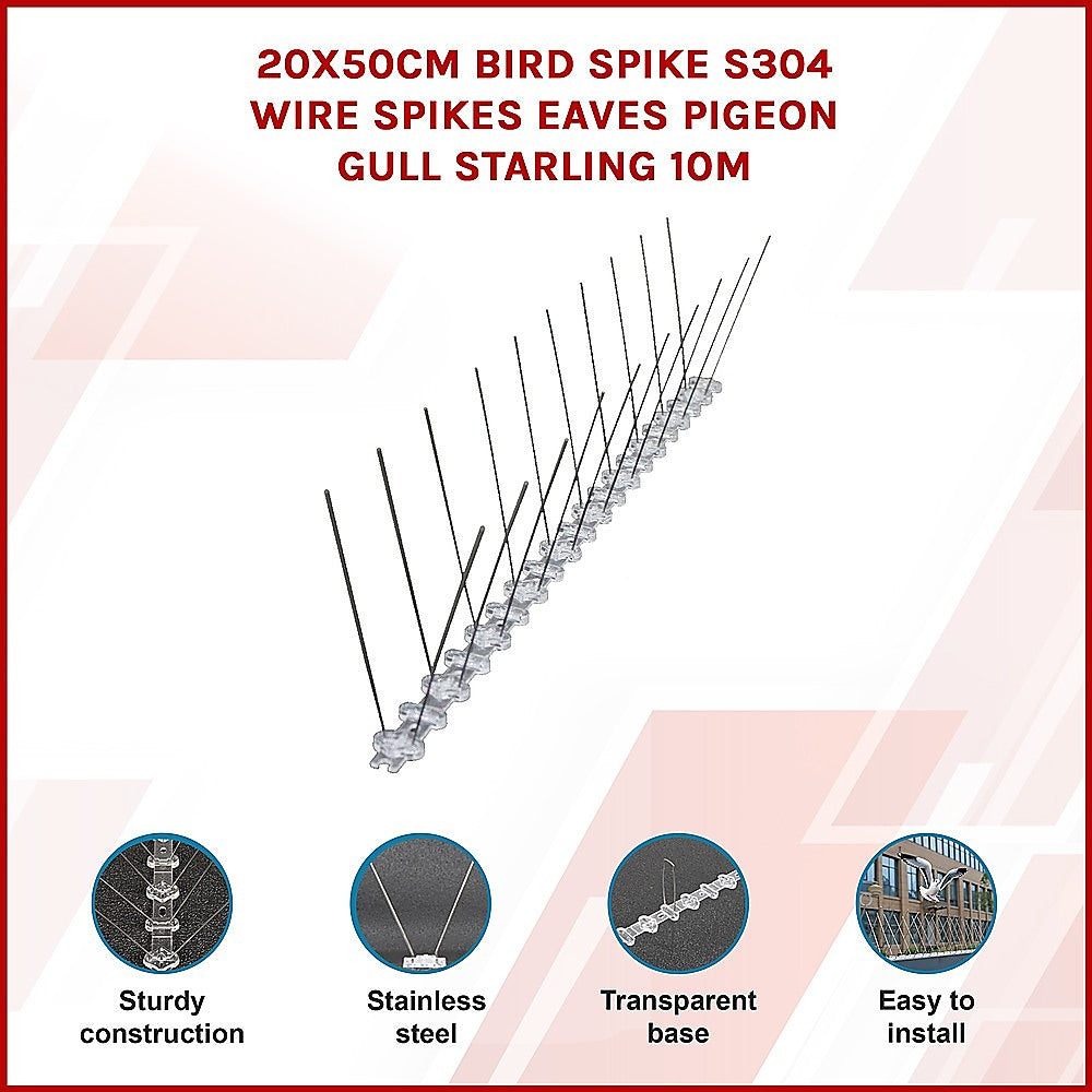 20x 50cm Bird Spike S304 wire Spikes Eaves Pigeon Gull Starling 10M V63-836641