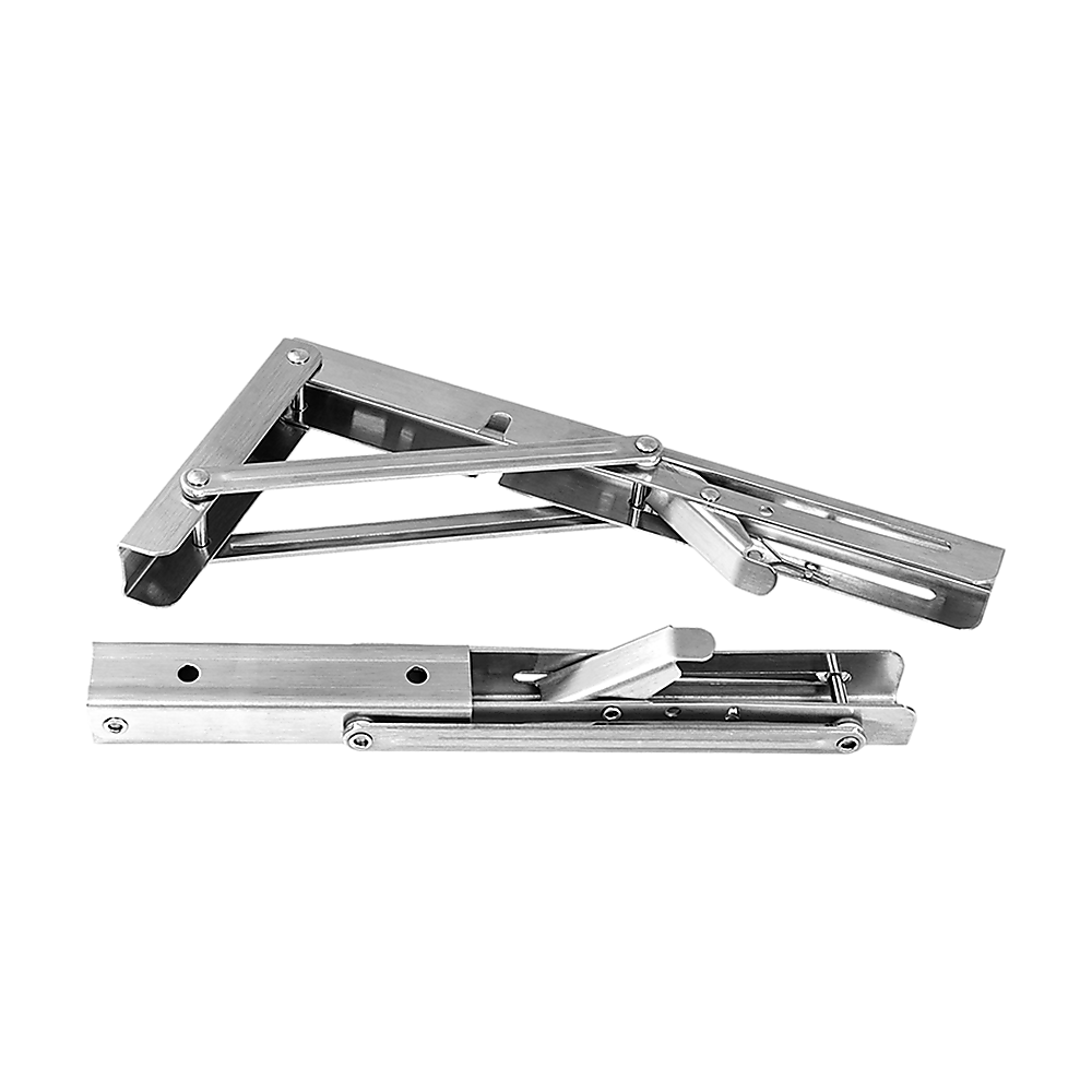2x 10" Stainless Steel Folding Table Bracket Shelf Bench 50kg Load Heavy Duty V63-836661