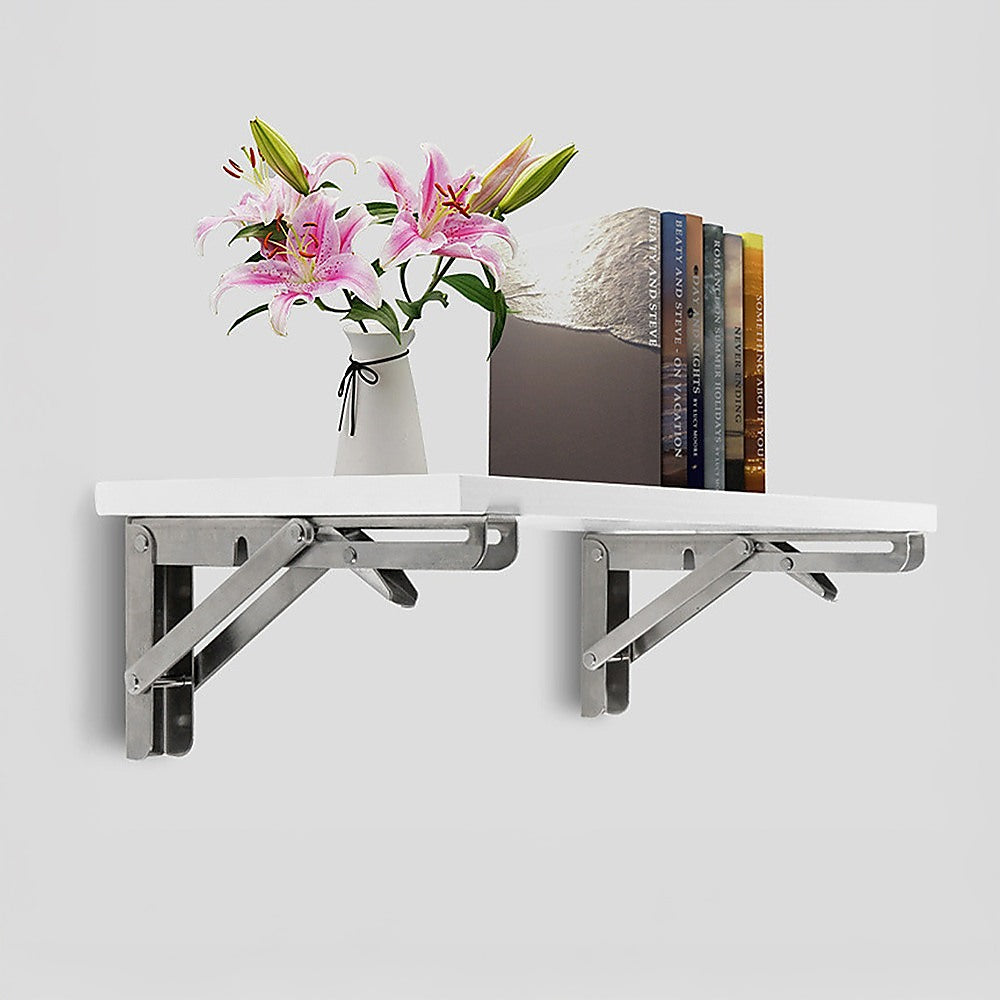 2x 20" Stainless Steel Folding Table Bracket Shelf Bench 50kg Load Heavy Duty V63-836671